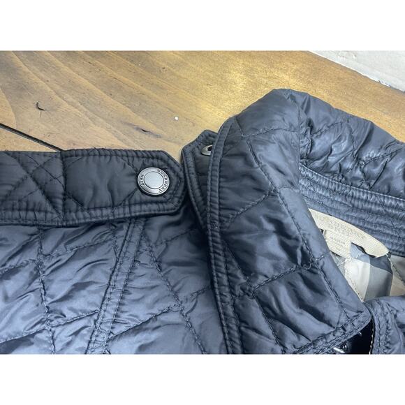 BURBERRY Brit Jacket Women's S Diamond Quilted Nova Check Black Lightweight - Picture 7 of 14